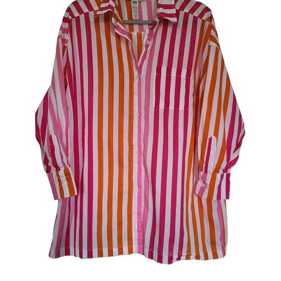 Beach Riot Alexa Top Cover-Up Sunset Stripes Pink Orange Button-Down Size S/M - Picture 6 of 6